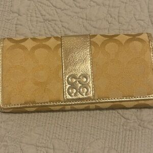Coach Metallic Gold and Tan Wallet